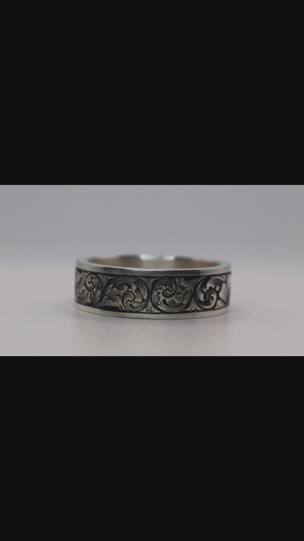 Engraved Silver Wedding Band Size 10.5 US