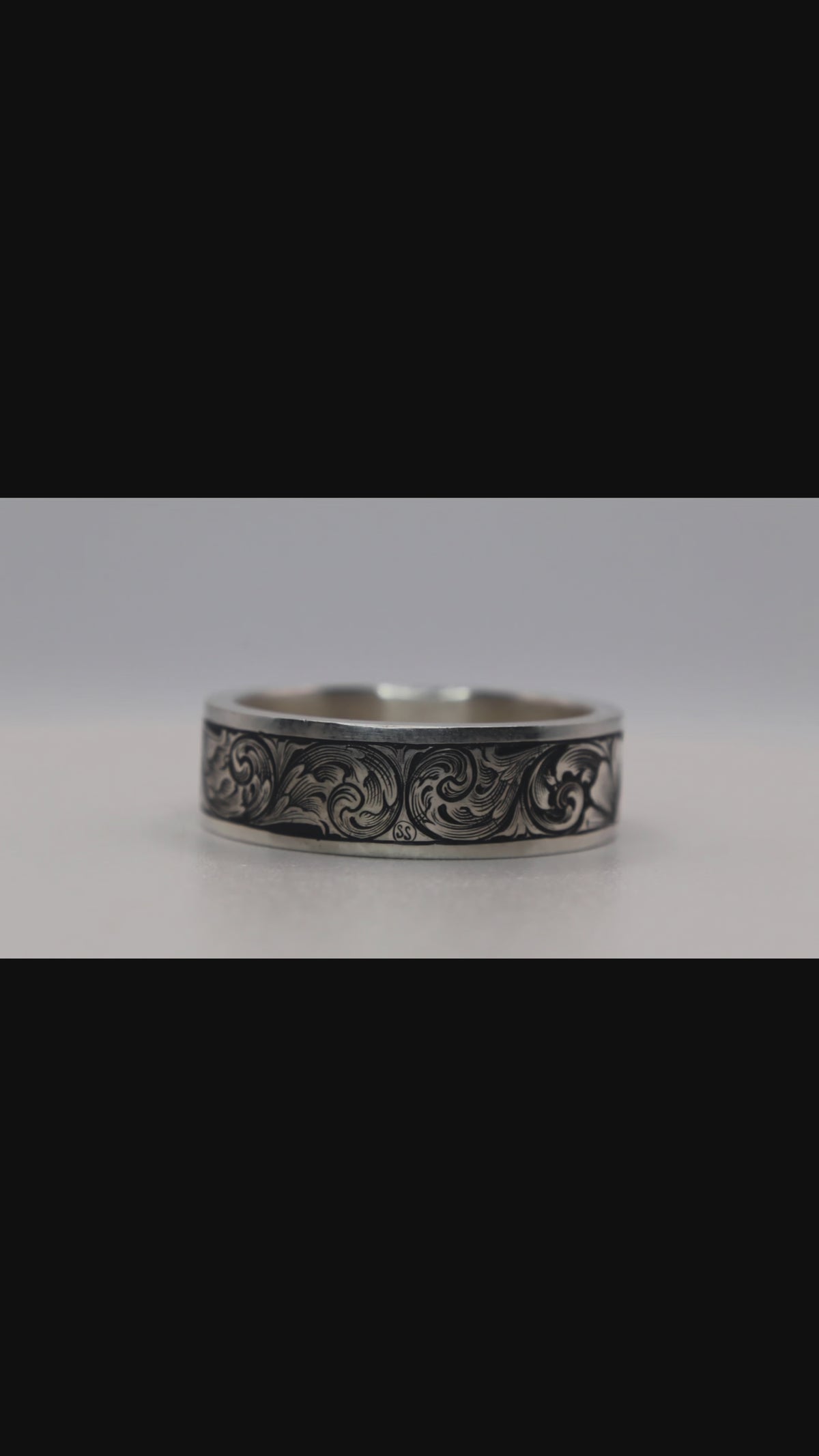 Engraved Silver Wedding Band Size 10.5 US