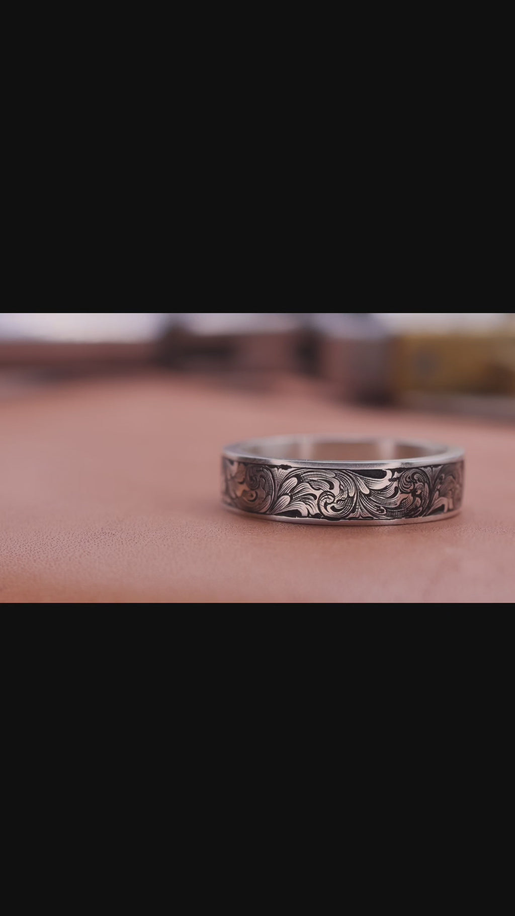 Western engraved scroll ring Silver .950 Size 13US